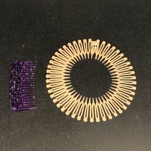 Vintage Lisa Frank Purple Glitter Comb and Glow in the Dark Hair Bun Holder Rare